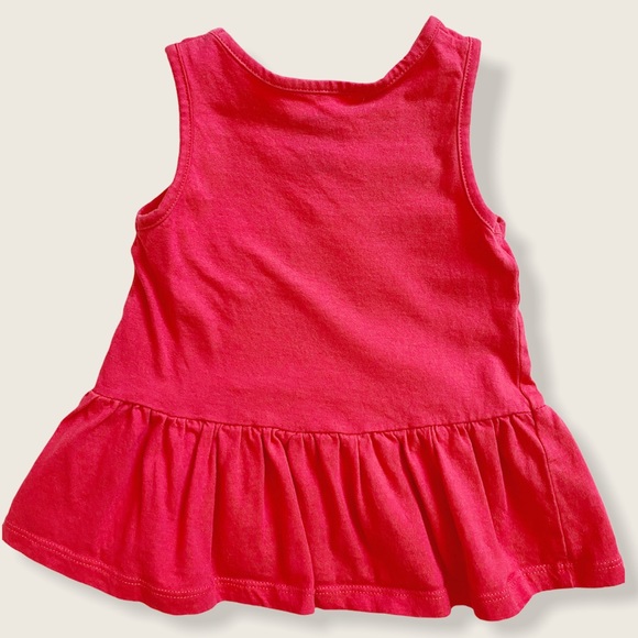 H&M Baby 4-6M Coral Red Organic Cotton Ruffle Hem Tunic Tank Top - Picture 3 of 5